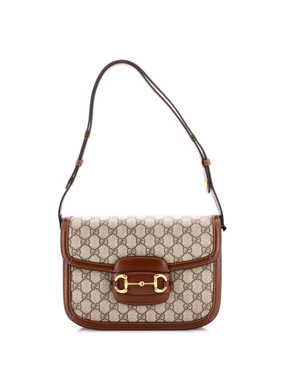 Gucci Horsebit Shoulder Bag Gg Coated #373173G21B